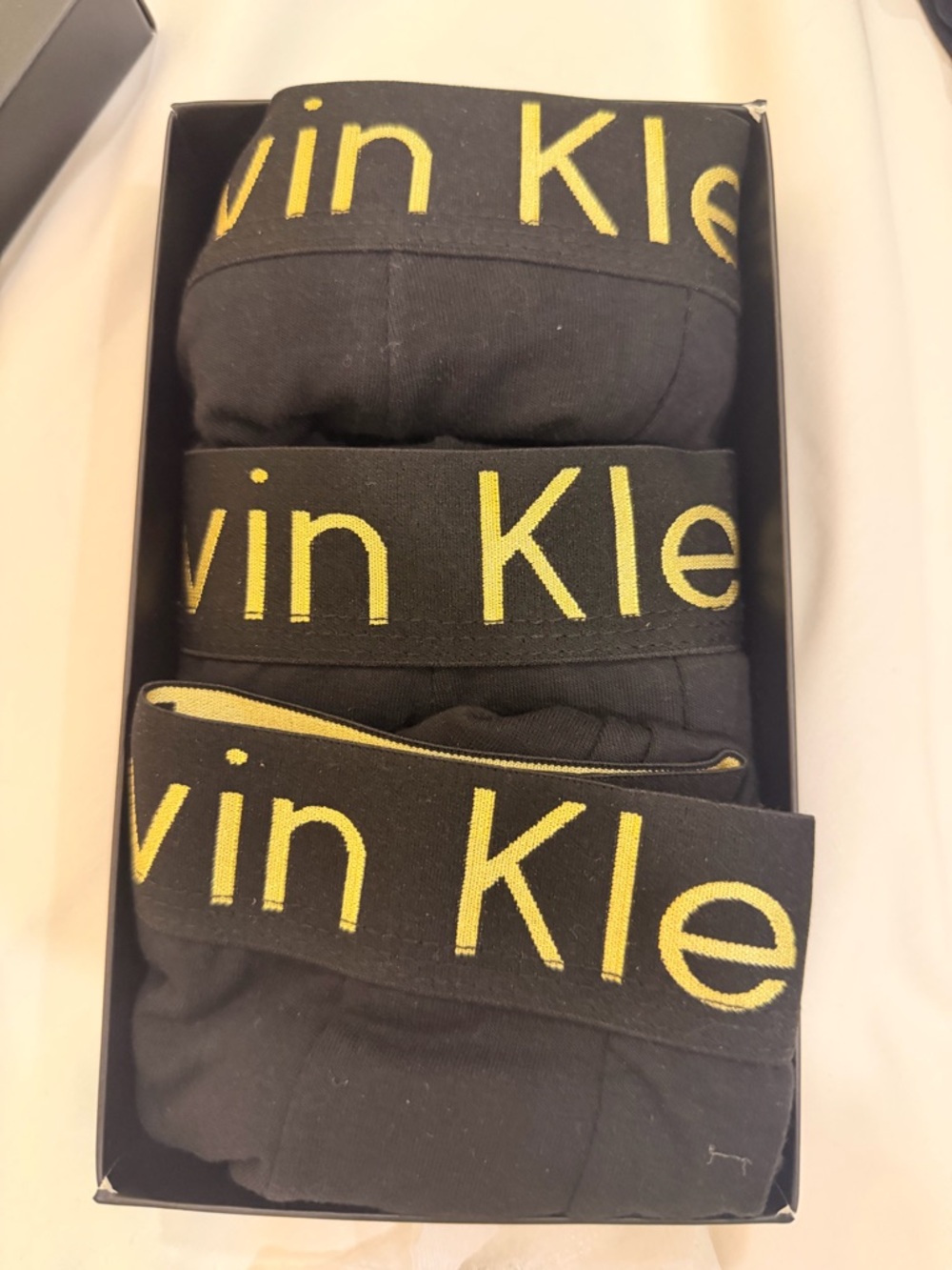 Calvin Klein Black Boxer Briefs with Yellow Logo Waistband - 3 Pack